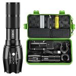 Ceboic Led Torch Rechargeable, 2000 Lumens Super Bright CREE Tactical Flashlight, Zoomable Waterproof Handheld Powerful Torches with 5 Modes for Camping Hiking Outdoor, Battery Included