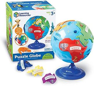 Learning Resources- Globo terráqueo y puzle, mi primer globo terráqueo, bola del mundo interactiva para niños, mapa montessori, regalos para niños de 6 - 8 años, niños y niñas