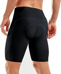 Sportneer Men's Cycling Shorts Biking Bike Bicycle Pants Half Pants 4D Coolmax Padded, Comfort, Anti-Slip Design, Breathable & Absorbent Black, XXL