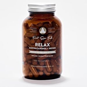 Organic Relax Whole Food Blend (50% Ashwagandha + 50% Reishi) | Promote calm and improve sleep | 120x Capsules