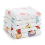 MOM CARE 6 Layer Muslin Baby Washcloth Napkins for Newborn Baby, Ultra Soft Reusable Cotton Face Towels, Highly Absorbent Burp Cloth Feeding Wipes for Babies, Pack of 5