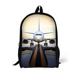 Students Backpack,17" Bookbag 3D Airplane Print for teen girls boys Kids