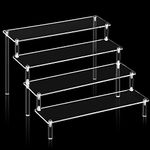 Lighterday 4 Tier Acrylic Display Stand Acrylic Riser Clear Display Risers Stand Acrylic Shelves,for Pop Figures Cupcake Desserts Perfume Stand(4 Tiers Acrylic Shelves Transparent)