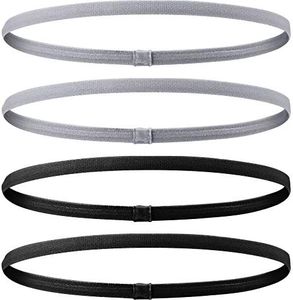 4 Pieces Thick Non-Slip Elastic Sport Headbands Hair Headbands for Women and Men (Black, Grey)