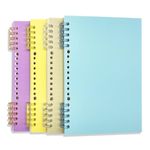 TZONOT A5 Spiral Notebooks, 4 Pack A5 Binder Notepads 80Sheet / 160 Pages Lined Daily Planners Binder Journal Pocket Diary Memo Pads for Journaling Boys Grils Study Notes Work School (Yellow/Purple/White/Blue)