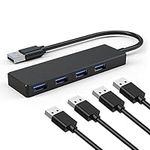 USB Hub, 4 Port Ultra-Slim USB 3.0 Data USB Extension Hub Multiport Adapter USB Splitter Portable High Speed Data Transfer for Macbook, Mac Pro/Mini, iMac, Laptop, PC, TV, USB Flash Drives, Mobile HDD