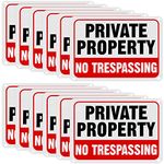 Leifide 12 Pcs No Trespassing Signs Private Property Metal Reflective Aluminum No Trespassing Sign Weatherproof Warning Signs for Property Security Outdoor Yard Home Indoor or Outdoor Use, 7 x 10 Inch