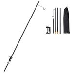 TOBWOLF Portable Camping Folding Lamp Pole with Stake, Collapsible Aluminum Lantern Stand, Outdoor Lamp Post Hanging Light Hanger Stick for Picnic, Hiking, Fishing, Backpacking, BBQ - Black