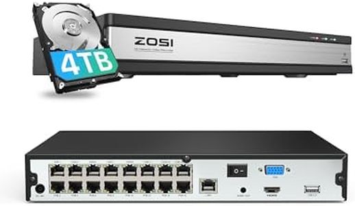 ZOSI 4K 16CH PoE NVR, 16 Channel H.265+ Network Video Surveillance NVR Recorder with 4TB Hard Drive, PoE Security Camera System, 24/7 Recording, Only Work with ZOSI 4K/5MP/4MP/3MP/2MP HD PoE Cameras