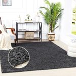 Livabliss Home Shaggy Rug - Modern Berber Rug Living Room 120x170 cm, Soft Shaggy Rugs for Bedroom - Neutral Boho Fluffy Rug, Easy Care Plush Thick Pile - Large Rug, Dark Grey Rug