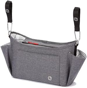 Diono Buggy Buddy XL Universal Stroller Organizer with Cup Holders, Secure Attachment, Zippered Pockets, Safe & Secure, Gray