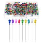 Sewing Pins Dressmaking, 240pcs 55mm Dress Making Pins Sewing Coloured Gourd Heads Long Quilting Pin for Fabric Crafts Hat Wedding