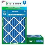 Filterbuy 16x24x4 Air Filter MERV 13 Optimal Defense (2-Pack), Pleated HVAC AC Furnace Air Filters Replacement (Actual Size: 15.38 x 23.38 x 3.63 Inches)