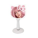 WONSUN Impressions Hello Kitty LED Handheld Mirror, Makeup Mirror with Standing Base and Adjustable Brightness