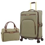 London Fog Oxford III 2 Piece Set (Cabin Bag and 25" Spinner), Olive, Olive, Oxford Iii 2 Piece Set (Cabin Bag and 25" Spinner)