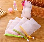 AKOAK 10 PCS Exfoliating Mesh Soap Pouch Bubble Foam Net Soap Sack Saver Pouch Drawstring Holder Bags (Color Random)