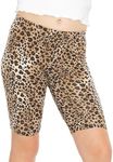 STRETCH IS COMFORT Girl's Cotton Biker Shorts Brown Cheetah X-Small