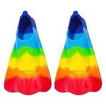 Swimming Flippers Swimming Fins Bright Rainbow Silicone Training Fins Bodyboarding Fins Comfortable Kids Snorkel Fins Short Youth Swim Fin For Children Boys Girls Lap Swimming