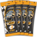 BIC 3 Action, Men's Disposable Razors, Fixed Head, Triple Blade for Great Control, Bundle of 4 Packs of 4