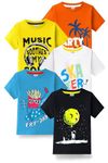 Kuchipoo Boys Regular Fit Half Sleeves Cotton T-Shirts (KUC-TSHRT-461, 5-6 Years, Multi-Colored)