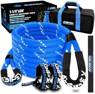 AXSIPEIX Kinetic Recovery Rope Kit (Reflective), 1.25in x 30ft 56,000Lbs, 35% High Elasticity, w/ 2 Soft Shackles, 18,666Lbs Work Load Limit for 4x4 Offroad Vehicle