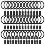 40 Pcs Curtain Hooks, Goowin1.5 inch Curtain Rings, Rustproof Curtain Rings with Clips, Metal Solid Curtain Clips with Rings, Decorative Vintage Curtain Hooks for Drapes, Black