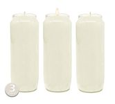 9 Day White Prayer Candles, 3 Pack - 7" Tall Pillar Candles for Religious, Memorial, Party Decor, Vigil and Emergency Use - Vegetable Oil Wax in Plastic Jar Container - by Hyoola