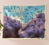 Cloudy Doodles Cotton Wall Hanging Tapestry | 36 x 42 Inches | Bohemian Style Home Decor | Colorful Clouds | 100% Cotton