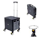 Utility Cart Folding and Collapsible Large Capacity Shopping Foldable Handcart Wheel Box with Lid,360°Rotate Wheels,Heavy Duty Durable Dolly Cart for Travel Shopping Moving Storage Office Use