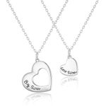 Philip Jones Silver Plated Big Sister and Little Sister Necklace Set