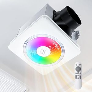 GROWNEER Bathroom Fan with Bluetooth Speaker, 110/160 CFM 1.0 Sone Bathroom Exhaust Fan with Heater, Exhaust Fan with Light & Remote, 9 RGB Modes, 1500lm 3 Color Temperature & Nightlight, EZ Install