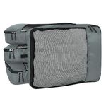 FATMUG Polyester Packing Cubes Travel Pouch Bag Suitcase Luggage Organiser Set Of 4 - Large Size - Grey