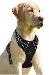 Dog Harness Large Dogs -No Pull Dog Harness Reflective for Large Dogs-Front Clip Dog Vest Harness Adjustable-No-Choke Breathable with Easy Control Handle (BLACK, LARGE (Neck:42-66cm, Chest:38-89cm))