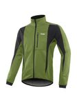 ARSUXEO Cycling Jacket Mens Waterproof Windproof Softshell Winter Thermal Breathable Bike Outerwear 15K Army Green XL