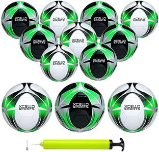 Xcello Sports Soccer Ball (Black/Green/Silver, White/Green/Silver) w/Pump (Size 4, Pack of 12)