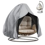 Garden Egg Chair Cover Double Patio Hanging Egg Chair Cover Waterproof 420D Oxford Fabric Swing Chair Cover with Drawstrings Double Cocoon Chair Protector Grey 230x200cm