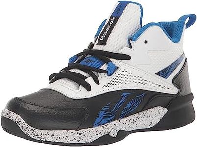 Reebok Men's More Buckets Basketball Shoe, White/Black/Cobalt, 7 Little Kid