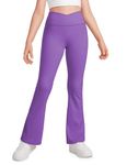 CRZ YOGA Girls Butterluxe Crossover Flare Leggings - Kids High Waist V Cross Bell Bottoms Bootcut Lounge Active Yoga Pants Royal Lilac Medium