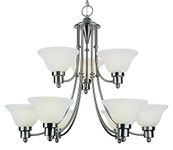 Trans Globe Lighting Payson 9-Light 2-Tier Chandelier, Brushed Nickel