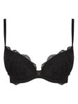 Ann Summers Sexy Lace Planet Plunge Bra for Women with Underwire Padded Cups and a Charm Detail - Ladies Bras - Women's Everyday Bras - Push up Bra - Removable Pads - Padded Bra - Black 34B