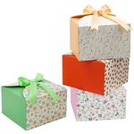 Belle Vous Scalloped Paper Square Gift Boxes with Ribbon (20 Pack) - 14.7 x 14.7 x 9.4cm/5.78 x 5.78 x 3.7 Inches - Small Boxes for DIY Wedding and Party Gifts/Favours, Handmade Soap & Candy