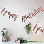 AMFIN (Pack of 1) Happy Birthday Party Cursive Metallic Banner - Rose Gold