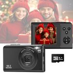 Digital Camera for Kids,4K Point and Shoot Digital Cameras with 32GB Sd Card 16X Zoom,56MP Vintage Small Compact Camera for Teens Kids Boys Girls Gift