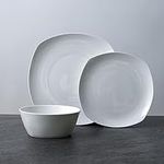 Stone Lain Willow Bone China 12-Piece Square Dinnerware Set, White