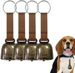 KuuGuu 4 PCS Loud Bear Bells with Leather Button Strap,Dog Collar Bell Pet Bells Tracker Noise Maker Anti-theft Bell with Leather Button