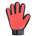 Pet Hair Grooming Glove, Dog Cat Rabbit Gentle Deshedding Brush Glove, Pet Hair Remover Mitt Long & Short Fur Cleaning Comb Brush Message for Cats Dogs Rabbit Horse and Other Animal (Red)