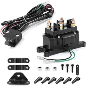 ovsor 12V 250A Winch Solenoid Relay Contactor Truck for ATV UTV 2000-5000lbs with & Contactor Winch Rocker Thumb Switch Kit and 6 Protecting Caps, for 63070, 62135, 74900, 2875714, 70715