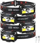 LHKNL Headlamp Rechargeable,1200 Lumen Super Bright Motion Sensor Head Lamp Flashlight, Waterproof LED Headlight with White Red Light, 8 Mode Head Lights for Camping Cycling Running Fishing-4 Packs