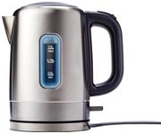 Amazon Basics Electric Kettle, Tea Kettle for Hot Water, Coffee & Tea, With Auto Shut-Off, Boil Dry Protection, Strix Thermostat, BPA-Free, 1.1 Quarts (1.0L), 1500W, Stainless Steel, Black & Silver