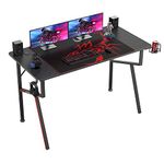 EUREKA ERGONOMIC Gaming Desk 47 Inch, K Shaped Home Office PC Computer Desk Table for Gamer with Cable Management, Game Controller Stand, Cup Holder, Headphone Hook, Free Mouse Pad, Carbon Fiber Black
